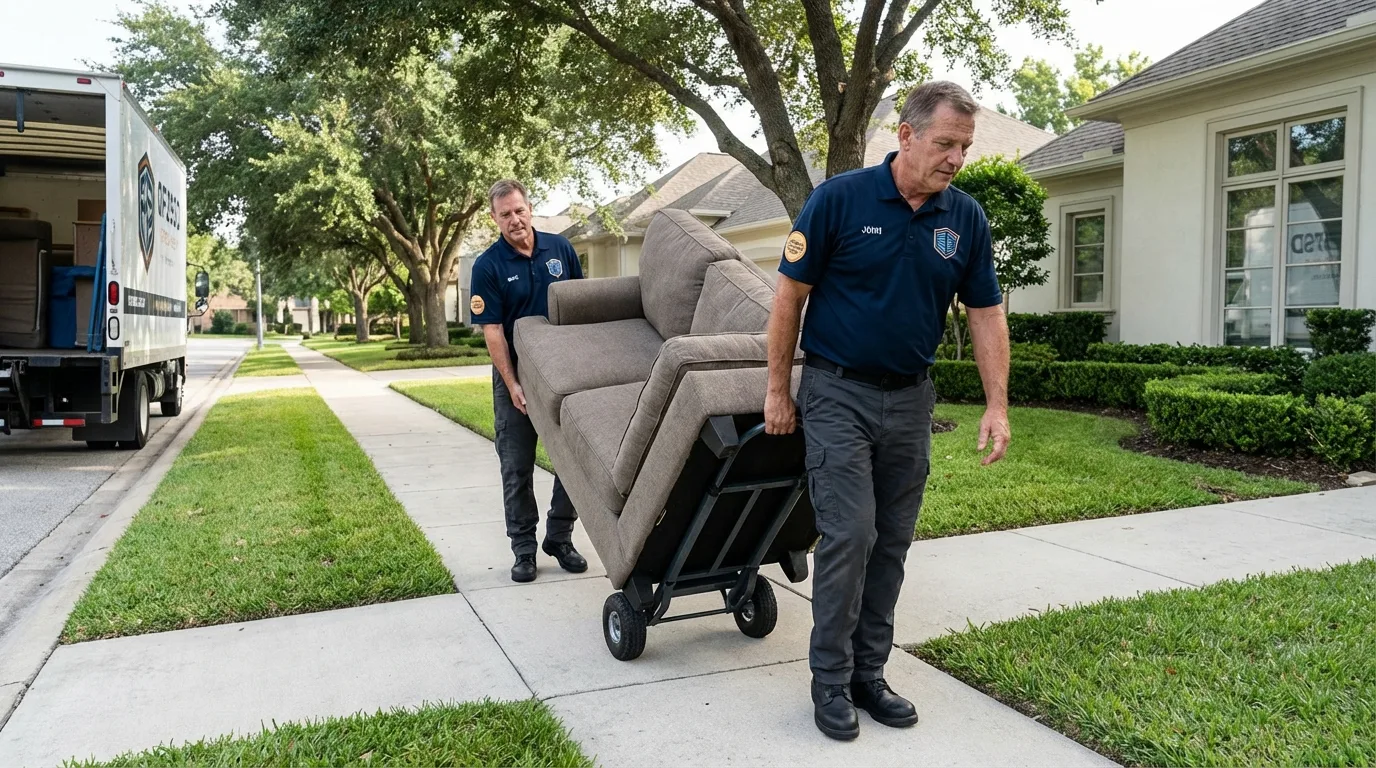 Local residential moving crew loading furniture in Colby, WI